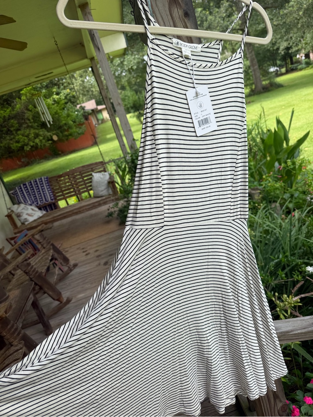 Body Glove Women's Black & White Striped Skater Dress Skirt - Picture 3 of 6